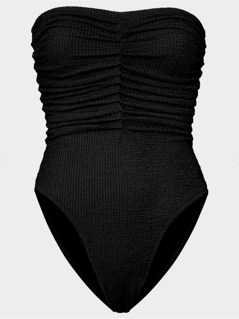 MillyTextured Ruched Strapless One-Piece Swimsuit Blavk Sz L Last One! - Picture 3 of 6